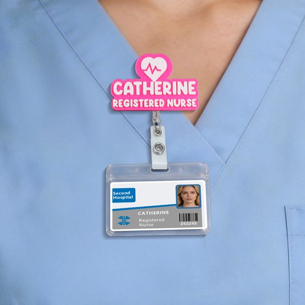 Personalised 3D Printing Set of 2  Name Badge Reel with Occupation Birthday Induction Gift for Registered Nurse Medical Staff Educator