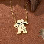 Personalizado Western Cowboy Hat Inicial Collar con Nombre Exquisita Joyería Aniversario Cumpleaños Regalo para Ella