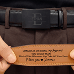 Personalized Engraved Initial Name Men's Casual Buckle PU Leather Belt Anniversary Birthday Father's Day Gift for Father Husband