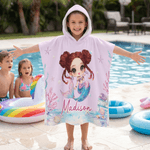 Personalised Mermaid Quick-Dry Hooded Beach Towel with Name Outdoor Activities Beach Party Birthday Gift for Girls Family