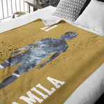 Silueta de futbolista personalizada Manta suave con nombre y número Decoración del hogar Cumpleaños Uso diario Regalo para adolescentes Futbolistas
