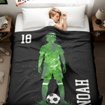 Silueta de futbolista personalizada Manta suave con nombre y número Decoración del hogar Cumpleaños Uso diario Regalo para adolescentes Futbolistas