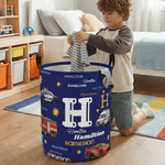Personalized Cartoon Police Car Fire Truck Ambulance Oxford Laundry Storage Basket with Name Toy Storage Daily Use Birthday Gift for Boys Girls