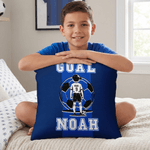 Taie d'oreiller personnalisée en forme de silhouette de joueur de football avec nom et numéro Utilisation quotidienne Club de football Cadeau d'anniversaire pour la famille et les amis