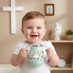 Spersonalizowany kubek niekapek z imieniem i nazwiskiem Katolicki Chrzest Modlitwa Codzienne użytkowanie Prezent dla małego dziecka