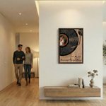 Toile personnalisée avec portrait - Design de disque vinyle avec paroles de chanson - Cadeau d'anniversaire de mariage pour couple et jeunes mariés