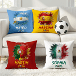 Henkilökohtainen Multi-Country Flags Soccer Soft Throw Pillow Cover nimi ja vuosi huoneen sisustus syntymäpäivälahja perheelle ystävät jalkapallon ystäville jalkapallon ystäville
