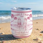 Personalisierte Bleistift Skizze Foto Kokosnuss Baum 12 oz isoliert Wein Becher mit Lippe und Name Reise Verwendung Strand Party Geschenk für Mädchen Bestie Brautjungfer