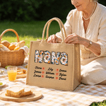 Personalized Bohemian Style Large Capacity Jute Tote Bag with Name Daily Use Mother's Day Birthday Gift for Mom Grandma Woman