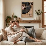Toile personnalisée avec portrait - Design de disque vinyle avec paroles de chanson - Cadeau d'anniversaire de mariage pour couple et jeunes mariés