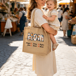 Personalized Bohemian Style Large Capacity Jute Tote Bag with Name Daily Use Mother's Day Birthday Gift for Mom Grandma Woman