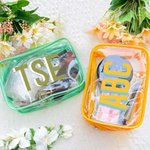 Personalizzato Multicolore Monogram Clear Makeup Bag Viaggio Essenziale Spiaggia Festa Regalo di compleanno per le donne Ragazze