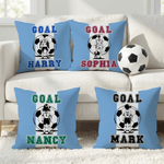 Taie d'oreiller personnalisée en forme de silhouette de joueur de football avec nom et numéro Utilisation quotidienne Club de football Cadeau d'anniversaire pour la famille et les amis