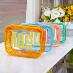 Personalizzato Multicolore Monogram Clear Makeup Bag Viaggio Essenziale Spiaggia Festa Regalo di compleanno per le donne Ragazze