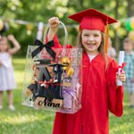 Personalisierte Ballon Grad Kappe anfängliche klare Geschenktüte mit Namen Jahr und Schleife Graduierung Party Gunst für Absolventen