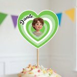 Spersonalizowane zdjęcie twarzy z kreskówki Wielowarstwowe gradientowe serce Cupcake Topper z imieniem Dekoracja tortu Planowanie przyjęcia urodzinowego Prezent dla przyjaciół rodziny