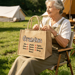 Personalized Bohemian Style Large Capacity Jute Tote Bag with Name Daily Use Mother's Day Birthday Gift for Mom Grandma Woman