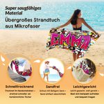 Personalisiertes Strandtuch im Doodle-Stil | mit Namen | schnelltrocknend und übergroß | Sommer Geburtstag Geschenk für Kinder Familie und Freunde