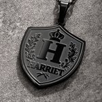 Personalizado Laurel Corona Escudo Colgante Collar con Inicial y Nombre Exquisita Joyería Día del Padre Cumpleaños Regalo para Papá Novio Esposo