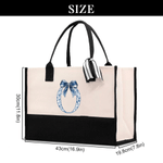 Personalised Toile De Jouy Style Initial Large Tote Bag Travel Accessories Mother's Day Birthday Gift for Mom Woman Girlfriend