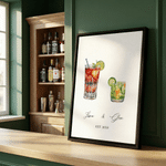 Personalized Watercolour Signature Cocktail Giclee Canvas Printing Home Decor Anniversary Gift for Couple