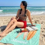 Gepersonaliseerde Cartoon Character Quick Dry Zachte Oversized Strandhanddoek met Naam Zomervakantie Strandfeest Verjaardagscadeau voor Familie Vrienden
