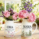 Personalisierte Keramikvase mit Aquarell-Geburtsblumen | mit Wunschnamen und Anrede | Wohndeko | Geburtstag Muttertag Geschenk für Mama Oma Familie