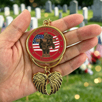 Personalisierte Engelsflügel Veteran Foto Auto hängenden Ornament mit Namen Zubehör Sympathie Memorial Day Geschenk für Familie Autobesitzer