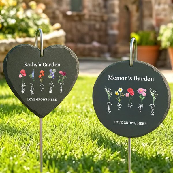 Gepersonaliseerde 1-6 Geboorte Bloemen Tuinsteen met Naam en Titel Tuindecoratie Moederdag Verjaardagscadeau voor Mama Oma