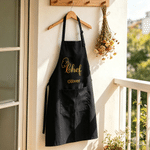 Personalized Embroidered Chef's Hat Adjustable Linen Apron with Pocket and Name Father's Day Birthday Gift for Father Baking Lovers