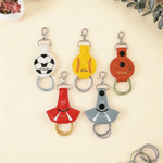 Personalized Soccer Tennis Volleyball Cheerleading Sports PU Leather Keychain with Name Bag Tag Hair Tie Organizer Birthday Team Gift for Teammates