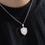 Personalizado Laurel Corona Escudo Colgante Collar con Inicial y Nombre Exquisita Joyería Día del Padre Cumpleaños Regalo para Papá Novio Esposo