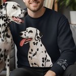 Personalized Faux Embroidery Pet Portrait T-shirt Sweatshirt with Text Birthday Anniversary Gift for Pet Lovers