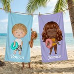 Gepersonaliseerde Cartoon Character Quick Dry Zachte Oversized Strandhanddoek met Naam Zomervakantie Strandfeest Verjaardagscadeau voor Familie Vrienden
