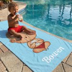 Gepersonaliseerde Cartoon Character Quick Dry Zachte Oversized Strandhanddoek met Naam Zomervakantie Strandfeest Verjaardagscadeau voor Familie Vrienden