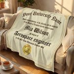 Personalisierte Graduierung Zertifikat Design Throw Decke mit Namen und Schulnamen Graduierung Geschenk für High School College Absolventen