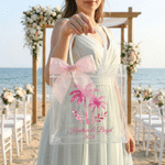 Personalizada Rosa Azul Lazo Palmeras Transparente Bolsa de Regalo con Nombres Año Lugar Boda Regalo para Damas de Honor Recién Casadas