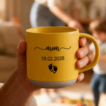 Personalized Footprint 12 oz Ceramic Mug with Title and Date Daily Use Mother's Day Father's Day Gift for Mom Dad