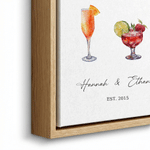 Personalized Watercolour Signature Cocktail Giclee Canvas Printing Home Decor Anniversary Gift for Couple