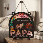 Personalize Bear Father and Kid Acrylic Suncatcher with Names and Text Window Hanging Home Decor Father's Day Gift for Father