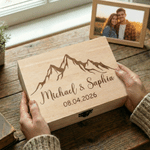 Personalized Love Theme Wooden Keepsake Storage Box with Name and Date Valentine's Day Anniversary Gift for Couple
