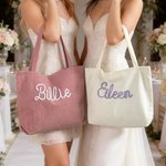 Personalised Multi-Colour Large Capacity Corduroy Tote Bag with Name Daily Use Birthday Gift for Friend Bridesmaid