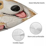 Personalized Pet Photo Imitation Embroidery Design Soft Throw Pillow Cover with Pet's Name Home Sofa Decor Memorial Birthday Gift for Pet Owners