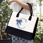 Personalised Toile De Jouy Style Initial Large Tote Bag Travel Accessories Mother's Day Birthday Gift for Mom Woman Girlfriend