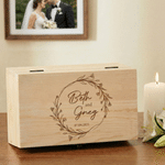 Personalized Love Theme Wooden Keepsake Storage Box with Name and Date Valentine's Day Anniversary Gift for Couple
