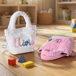 Personalised Cute Flower Lollipop Strawberry Name Corduroy Crossbody Bag Birthday Back to School Gift for Kids Girls Boys Toddlers
