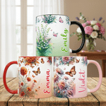 Personalized Birth Flower Ceramic Coffee Mug with Name Daily Use Birthday Anniversary Mother's Day Gift for Mom Woman