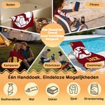 Gepersonaliseerd Handbalspeler Silhouet Sneldrogend Extra Groot Strandlaken met Naam en Nummer Zomercadeau voor Handballiefhebbers en Handbalspelers