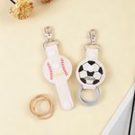 Personalised Soccer Tennis Volleyball Cheerleading Sports PU Leather Keychain with Name Bag Tag Hair Tie Organizer Birthday Team Gift for Teammates