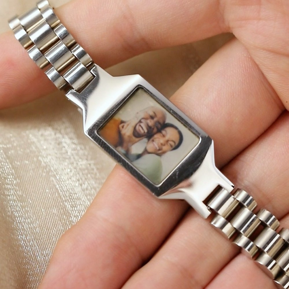Personalised Heat-Reactive Photo Bracelet with  Engraved Text Meaningful Birthday Holiday Father's Day Gift for Father Brother 4